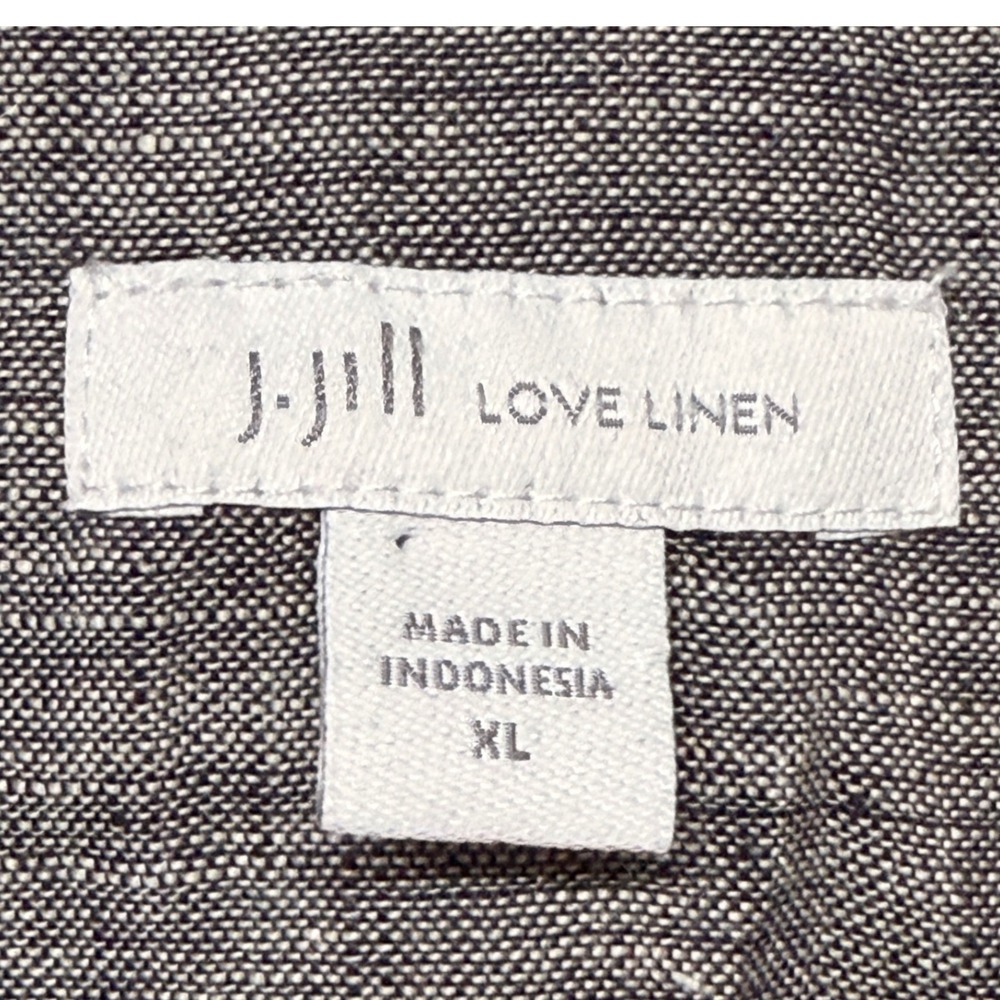 J Jill Love Linen Womens Button Down Tunic Shirt Sz XL Long Sleeve Relaxed Gray - Picture 2 of 9
